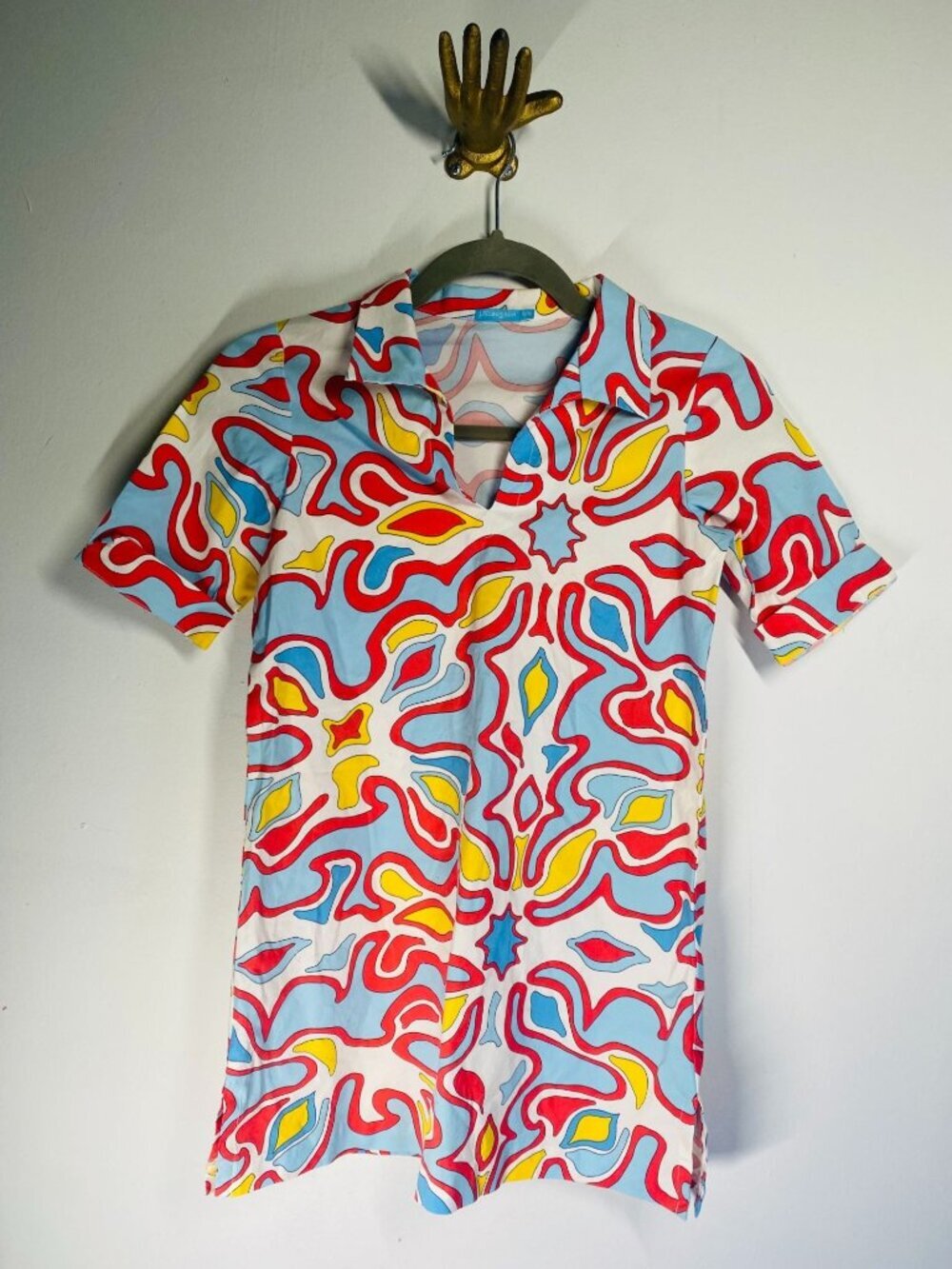 J. McLaughlin Girls 9/10 Psychedelic Print Short Sleeve Tunic Dress Size 9/10